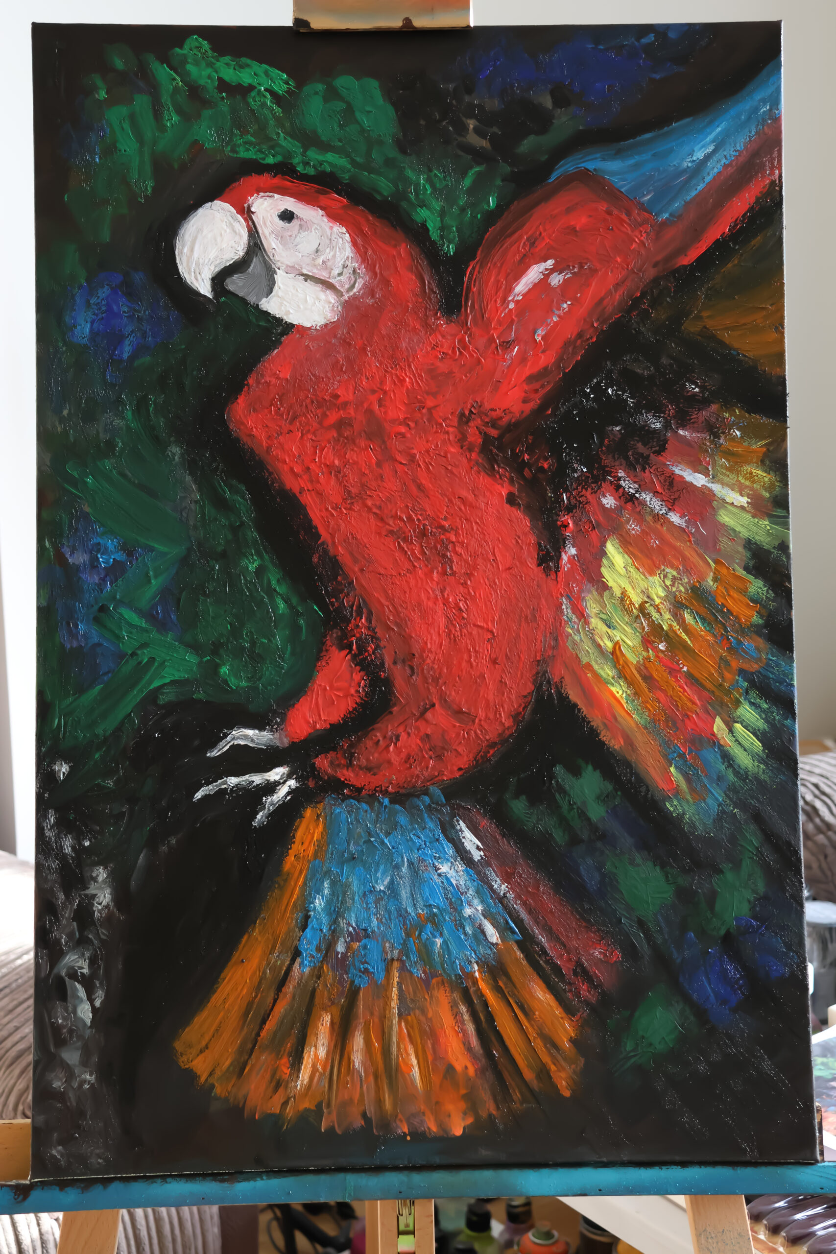 Subtractive Bird Painting Oil and Acrylics on Canvas - Everything Art