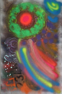 I painted Cosmic Bloom this October morning 22nd, 2023 inspired by the orange colour of pumpkins! But later rejuvenated in late October 2024.