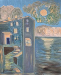 Evoking the beauty and serenity of Tuscany, this painting captures a moment of peace and tranquillity.