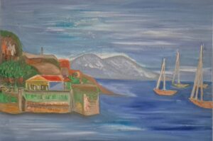 Original artwork by [ShaziaNaqib] | Oil on Acrylic | Inspired by the historic fortress of Corfu, Greece. [30 x 20 inches canvas] May 24, 2025