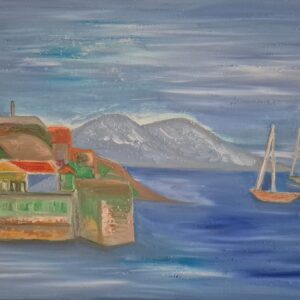Original artwork by [ShaziaNaqib] | Oil on Acrylic | Inspired by the historic fortress of Corfu, Greece. [30 x 20 inches canvas] May 24, 2025