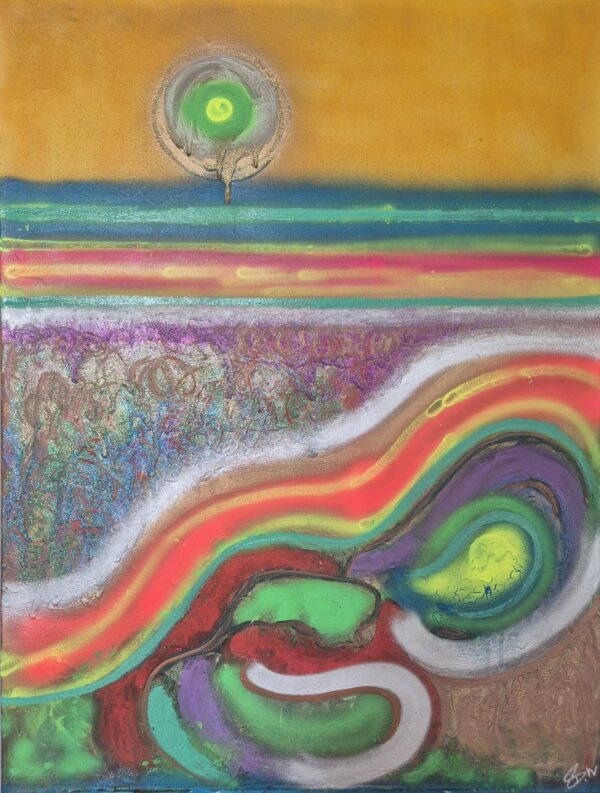 Cosmic Sunrise Mixed-Media Oil on Canvas