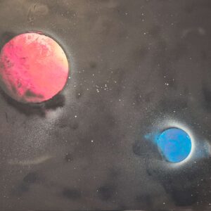 "Galactic Duo: A Child's Vision of the Cosmos"
