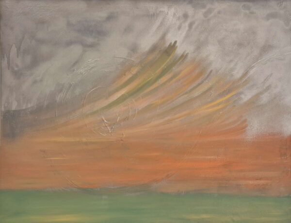 A glowing wave-like form emerges in warm hues of gold and amber. It carries the spirit of fire and water together, embodying courage, transformation, and rising energy.