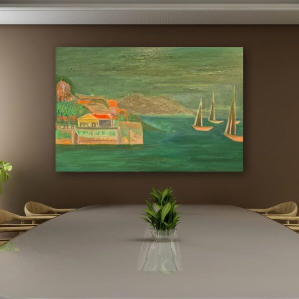 Original artwork by [ShaziaNaqib] | Oil on Acrylic | Inspired by the historic fortress of Corfu, Greece. [30 x 20 inches canvas]