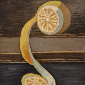 Lemon on Wooden Block